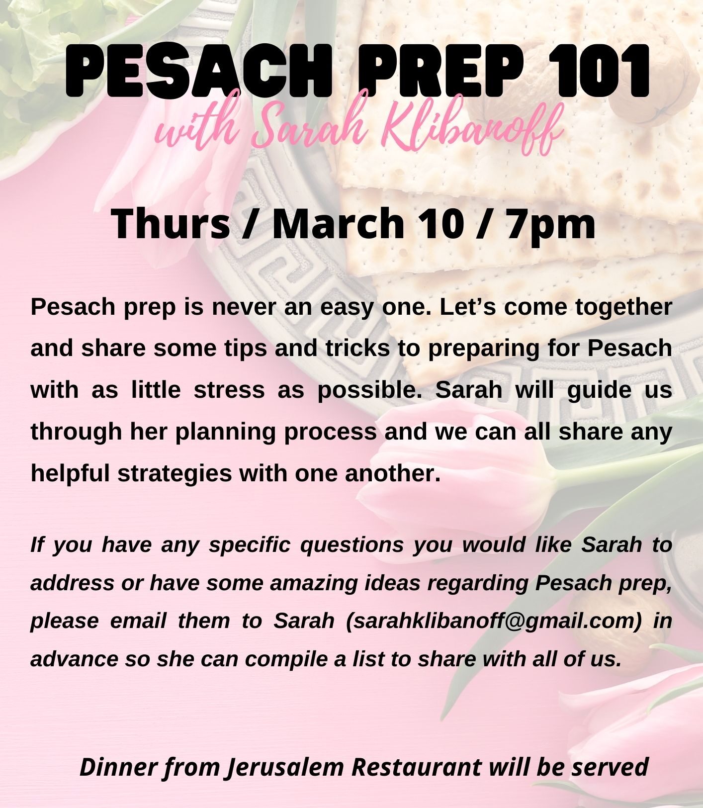 Pesach Prep 101 with Sarah Klibanoff