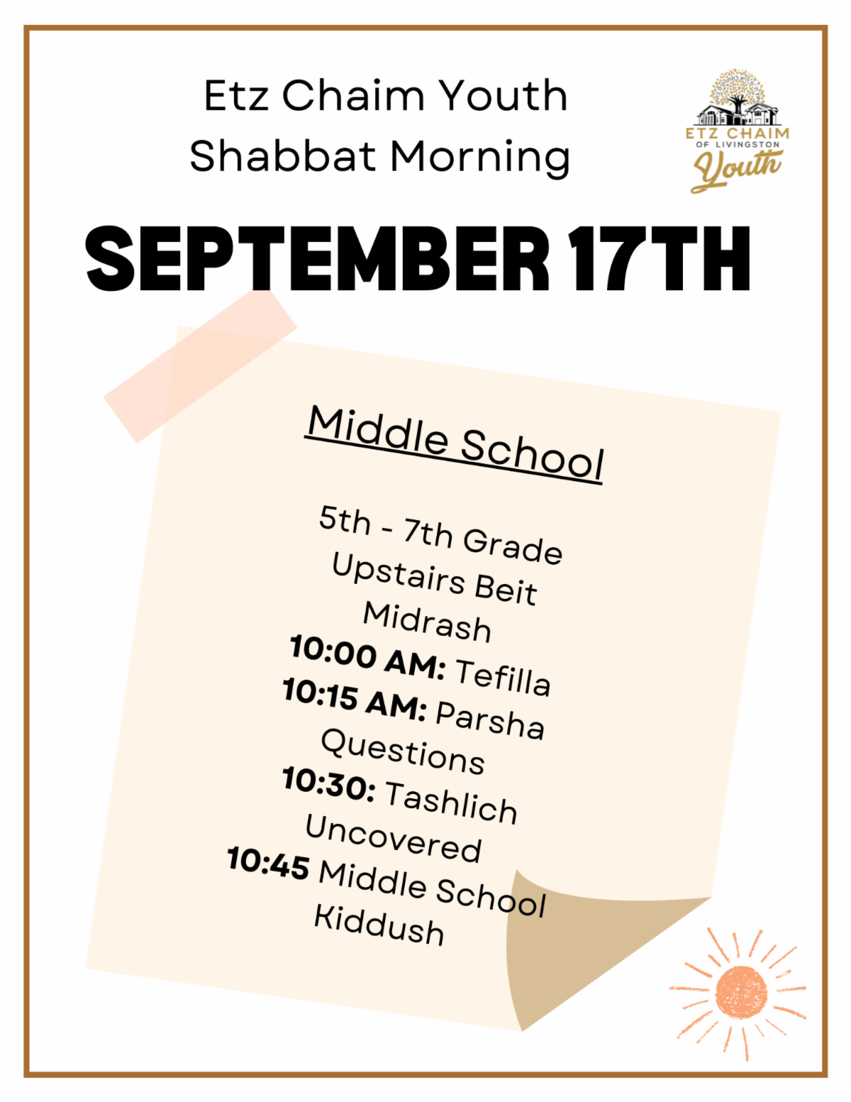 YOUTH: Shabbat Morning Program (Middle School)