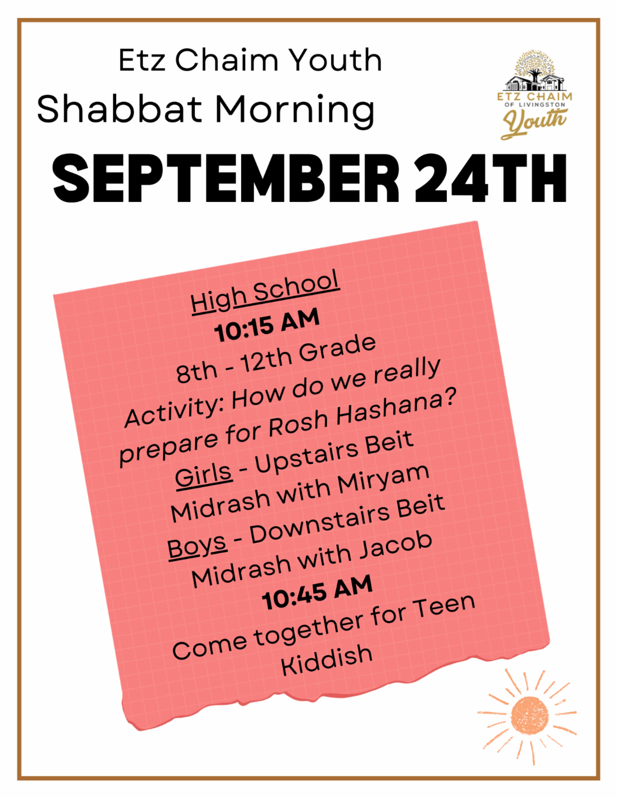 YOUTH: Shabbat Morning Program (High School)