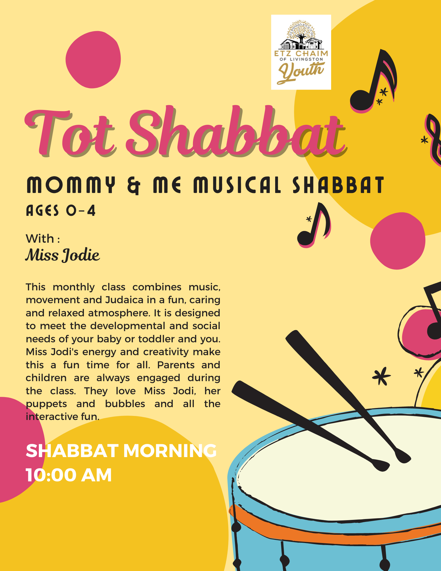 YOUTH: Mommy & Me Musical Shabbat with Miss Jodie
