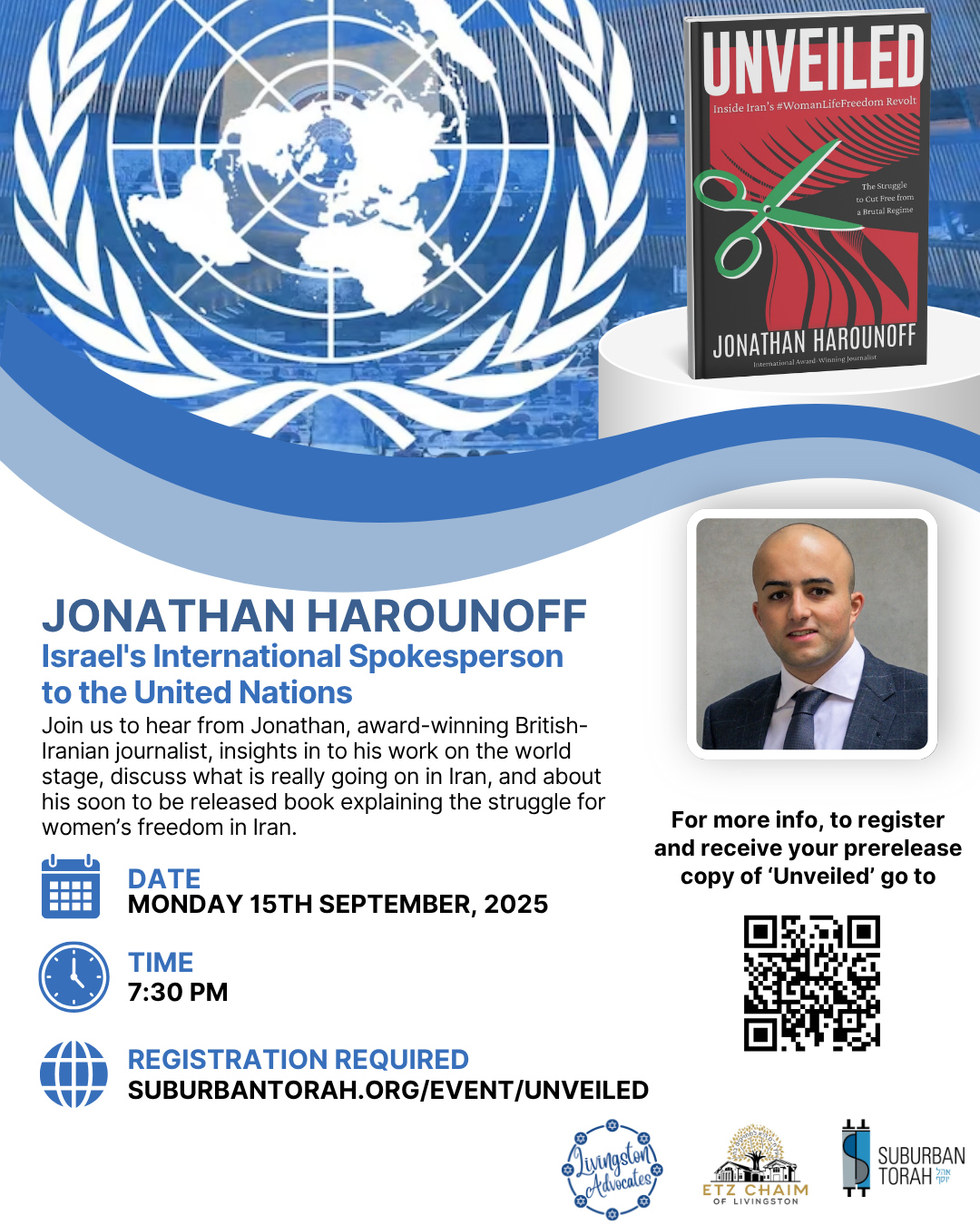 Jonathan Harounoff: Israel's Spokesperson to the UN @ Suburban Torah